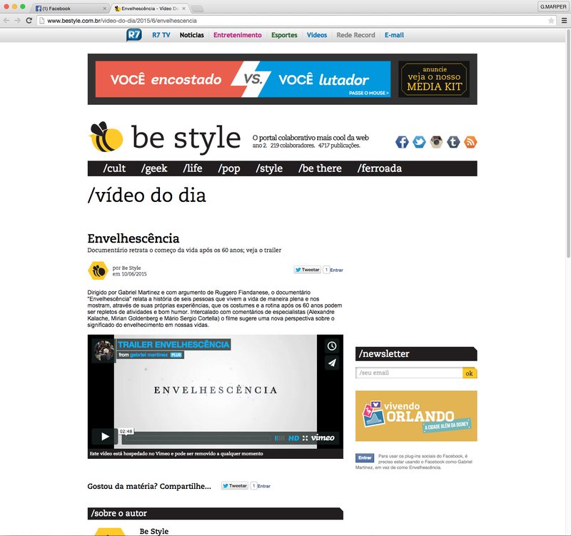 Be Style · R7 sobre o documentário Envelhescência, 10 de junho de 2015