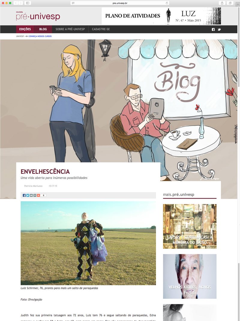 Revista Pré-Univesp sobre o documentário Envelhescência, maio de 2015