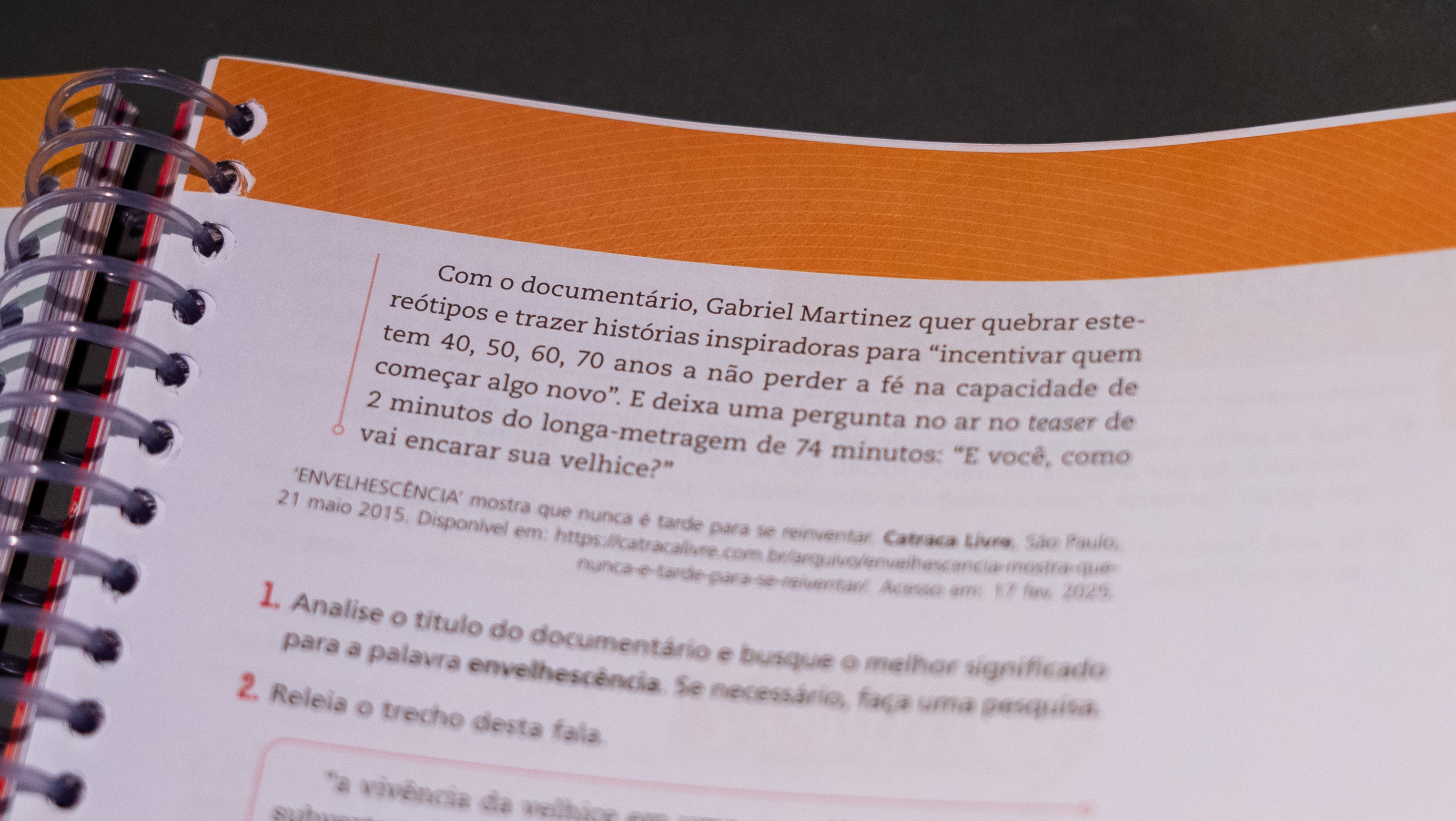 Página do livro com Envelhescência